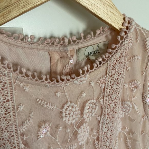 Peek Brand Girls Pink Lace Dress Size 10 - Picture 4 of 4